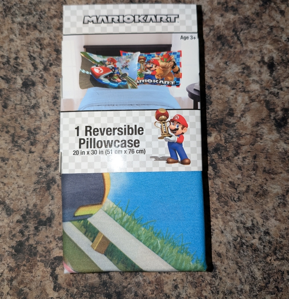 NEW 1 Single Mariokart Reversible Pillowcase